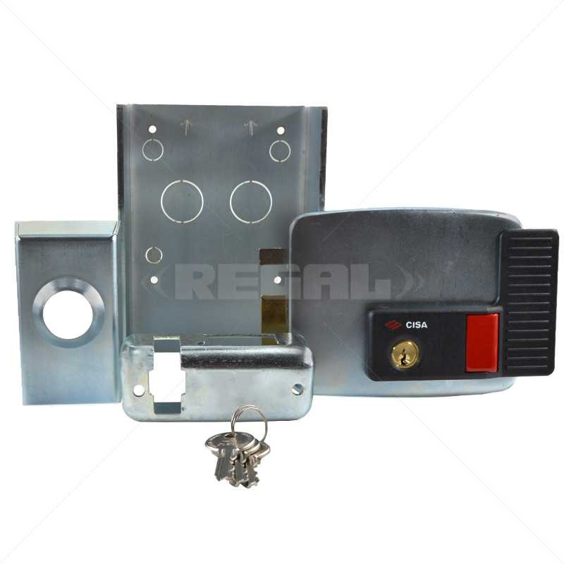 CISA Electric Rim Gate Lock Inward Open LHS with Push Button 12VAC