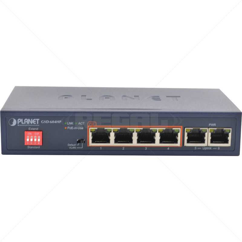 PLANET 4 Port Gigabit PoE + 2  Gb TP Uplink Switch