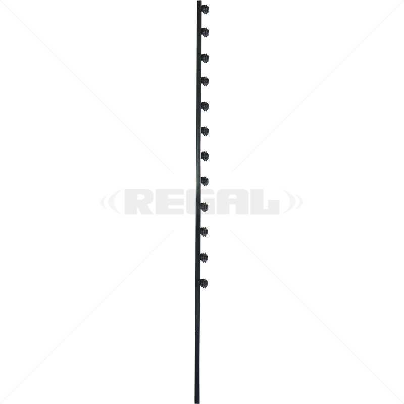 Fence Pole - 12Line Square Tube Straight Black