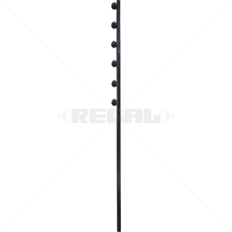 Fence Pole - 6Line Square Tube Straight Black