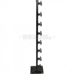 Fence Pole 8 Line Square Tube + Base Shield Black